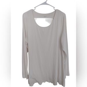 Garnet Hill Ivory Tunic‎ Blouse XL Bohemian Coastal Grandma Casual
